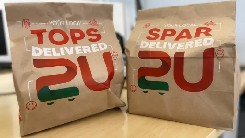 Closeup shot of SPAR2U delivery bags at IMS